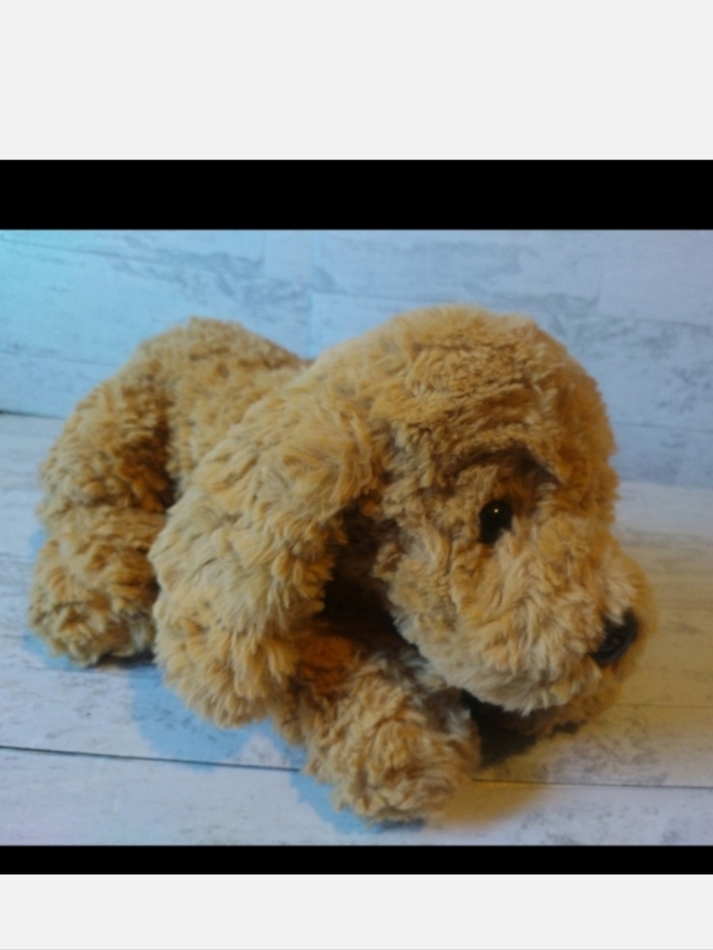 Super Soft Gund Tan Plush Dog Toy with Fluffy Curly Coat